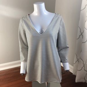 TUNIC COOPER+ELLA STRIPE TOP V-NECK 3/4 SLEEVE SIZE MEDIUM